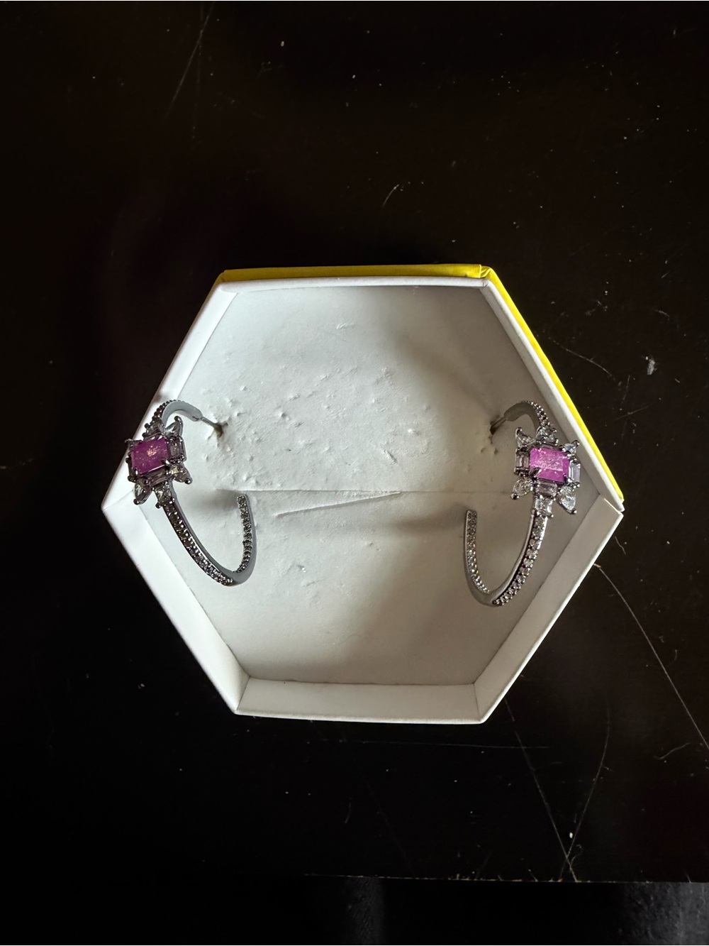 Unicorn Alert: Lavender Ice Crystal on Rhodium: Hoops